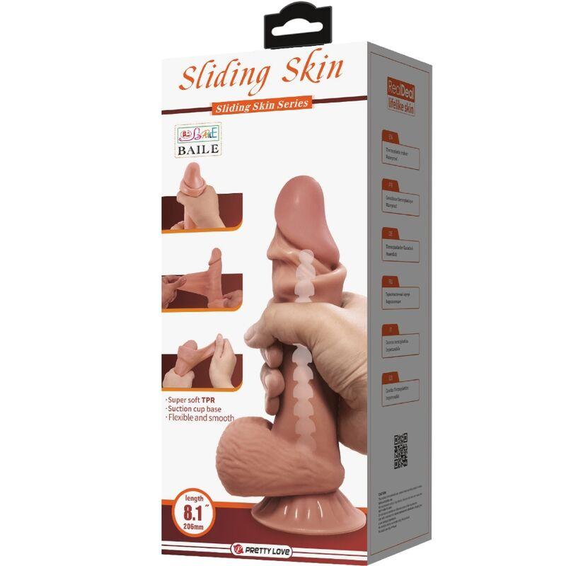 Pretty Love - Sliding Skin Series Realistic Dildo With Sliding Brown Skin Suction Cup 19.4