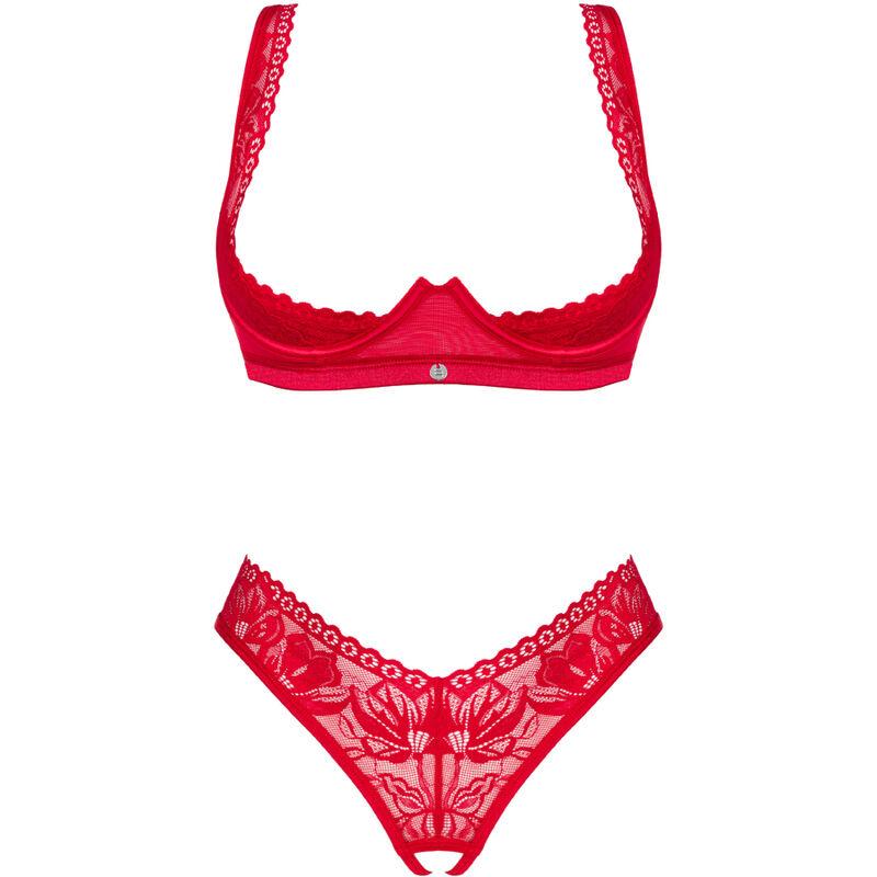 Obsessive - Lacelove Cupless Two Pieces Set Red Xs/S