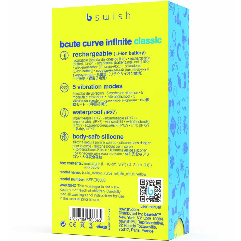 B Swish - Bcute Curve Infinite Classic Silicone Rechargeable Vibrator Citrus Yellow