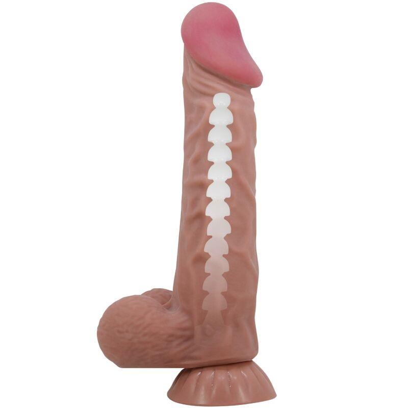 Pretty Love - Sliding Skin Series Realistic Dildo With Sliding Skin Suction Cup Brown 24 C