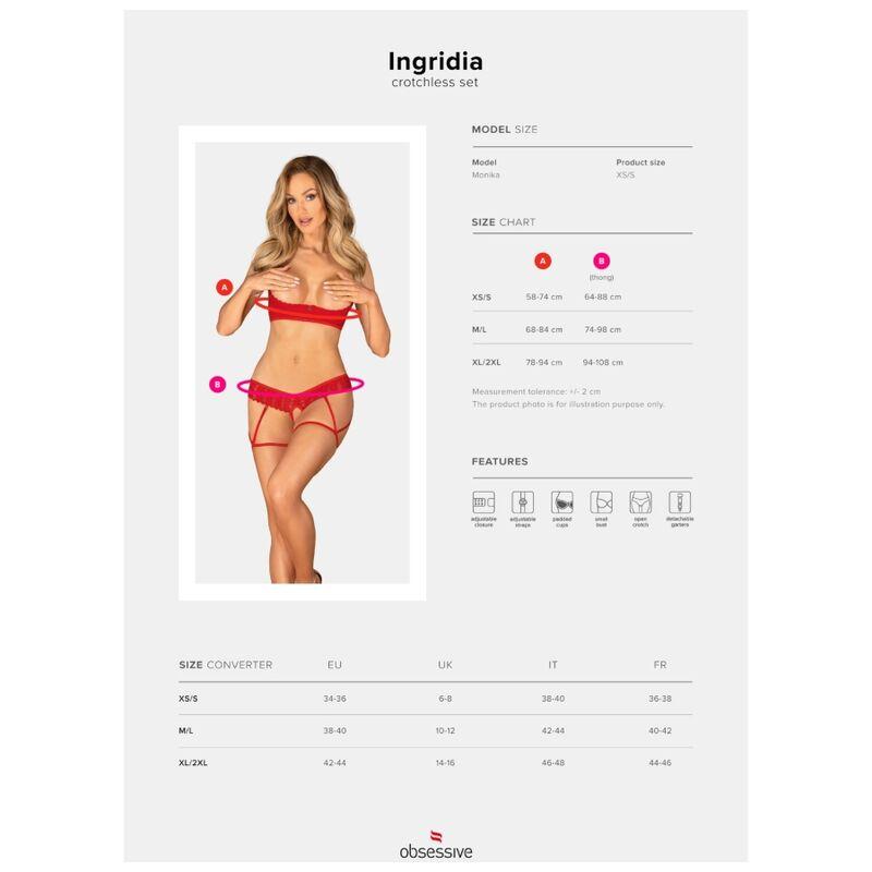 Obsessive - Ingridia Two Pieces Set Crotchless Red Xl/Xxl