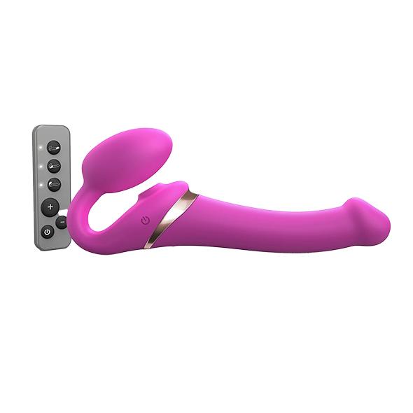 Strap-On-Me - Strap-On Multi Orgasm Remote Controlled 3 Motors Fuchsia M - Pripínací Penis