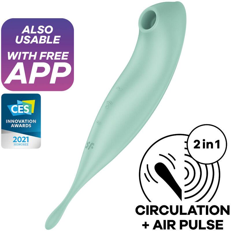 Satisfyer Twirling Pro+ Air Pulse Stimulator & Vibrator Green - Stimulátor Klitorisu