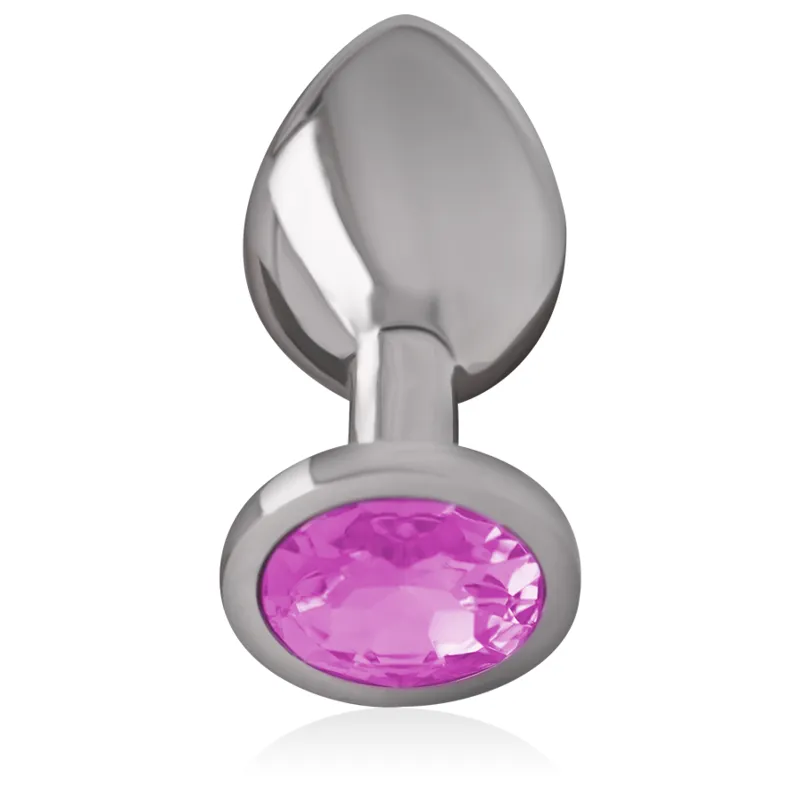 Intense - Metal Aluminum Anal Plug With Pink Glass Size S