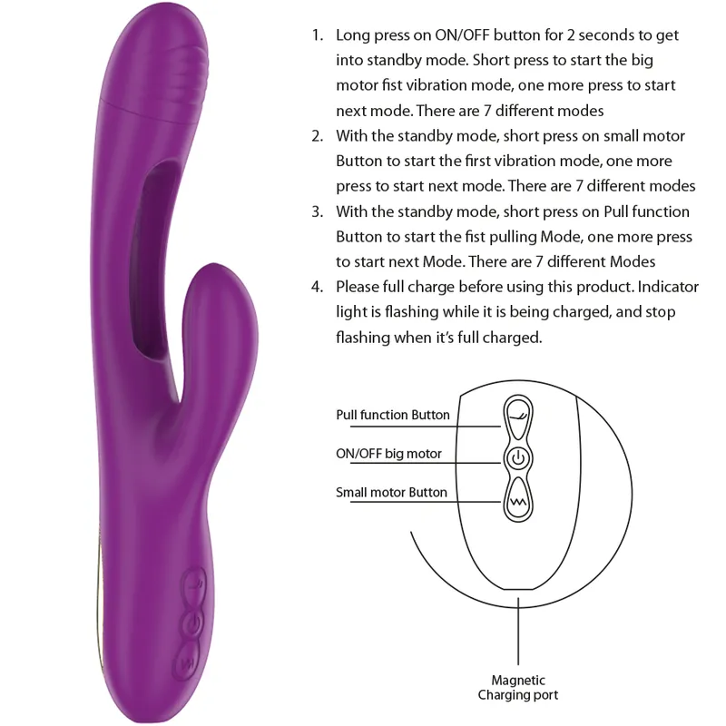 Intense - Apolo Rechargeable Multifunction Vibrator 7 Vibrations With Swinging Motion Purp