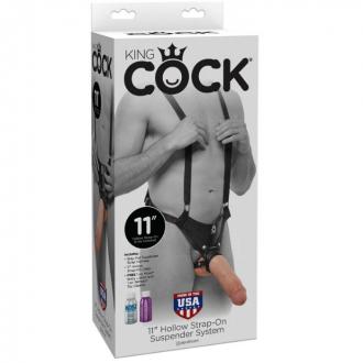 King Cock 28 Cm Hollow Strap-On Suspender System - Flesh - Pripínací Penis