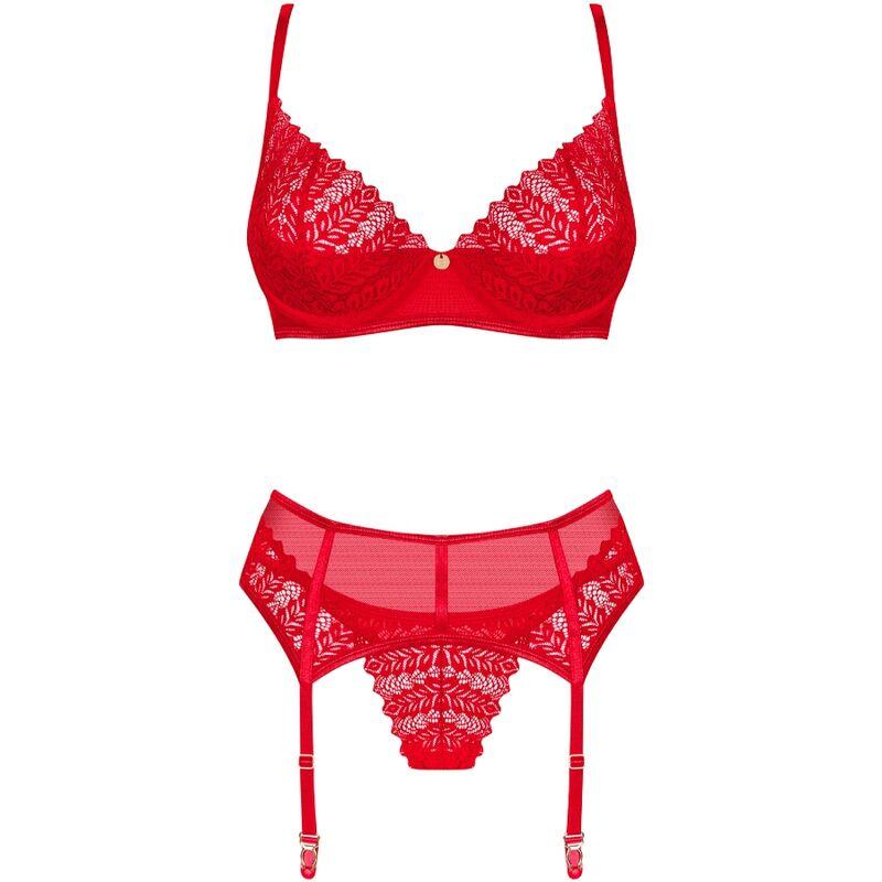 Obsessive - Ingridia Two Pieces Set Crotchless Red Xs/S