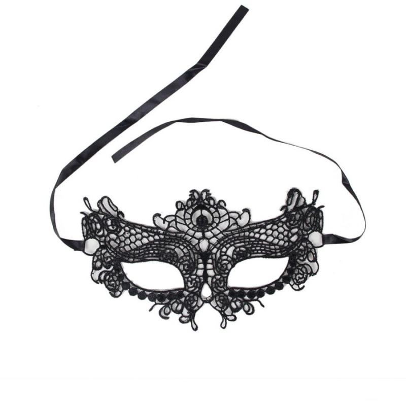 Queen Lingerie Black Lace Mask One Size - Maska