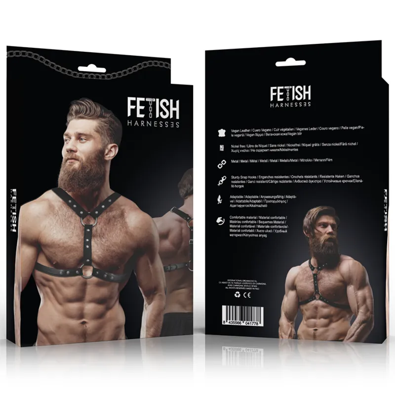 Fetish Submissive Attitude&Trade; - Eco-Leather Chest Harness With Double Support And Stud
