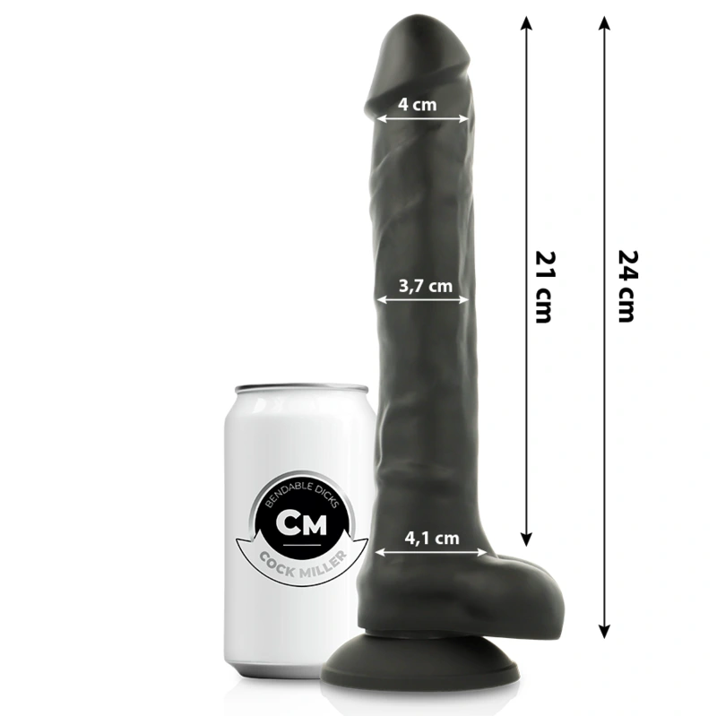 Cock miller - silicone density cocksil articulable black 24 cm