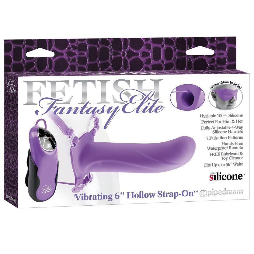 Fetish Fantasy Elite 15 Cm Vibrating Hollow Strap-On Purple