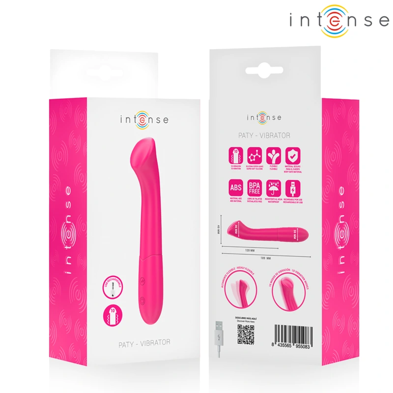 Intense - paty vibrator 19 cm flexible 10 vibrations model 2 pink
