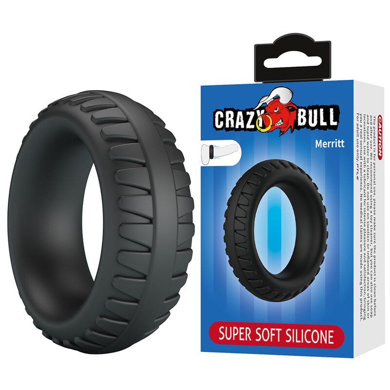 Crazy bull - merritt textured silicone cock ring black