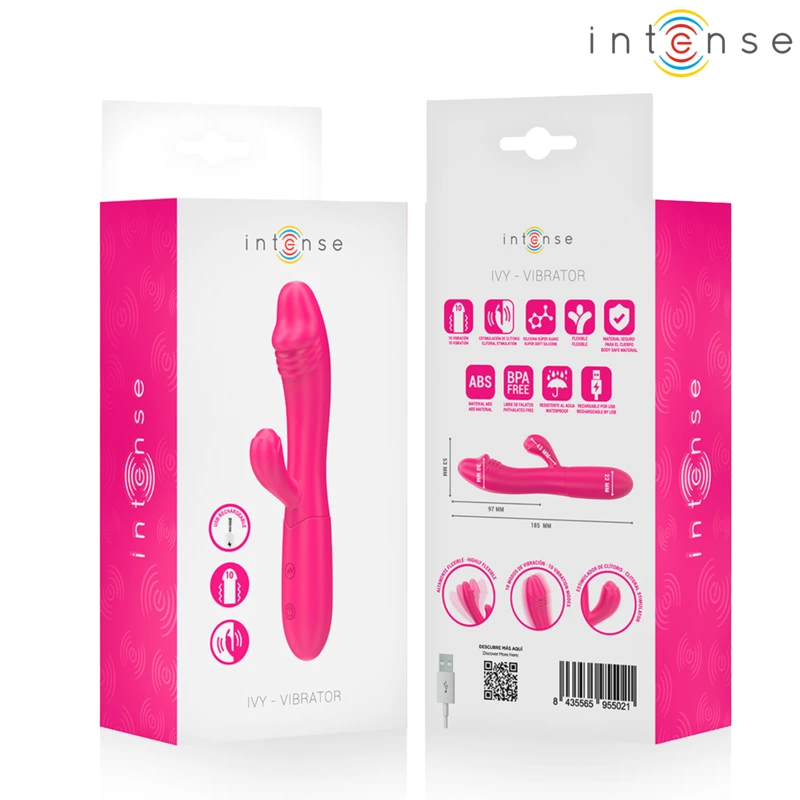 Intense - ivy flexible vibrator 10 vibrations with stimulating tongue pink