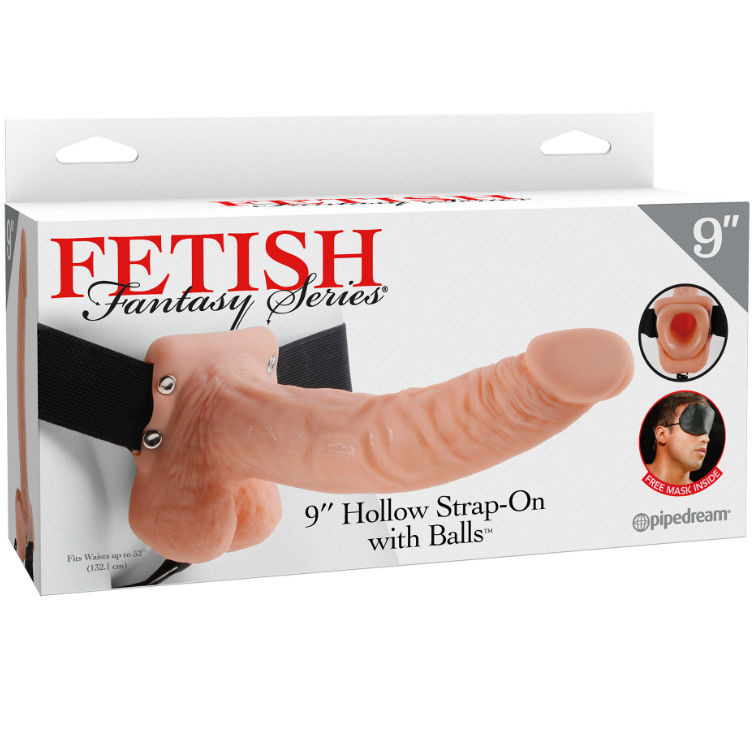 Fetish fantasy series - series 9 hollow strap-on with balls 22.9cm flesh