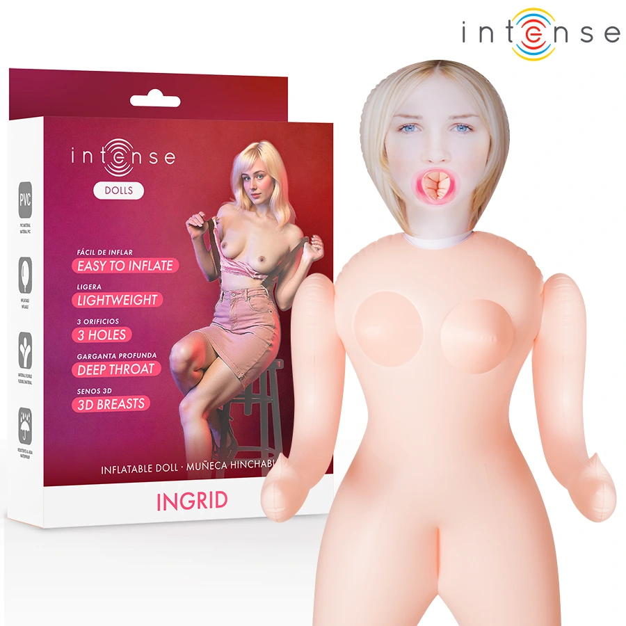 Intense dolls - ingrid inflatable doll with three orifices