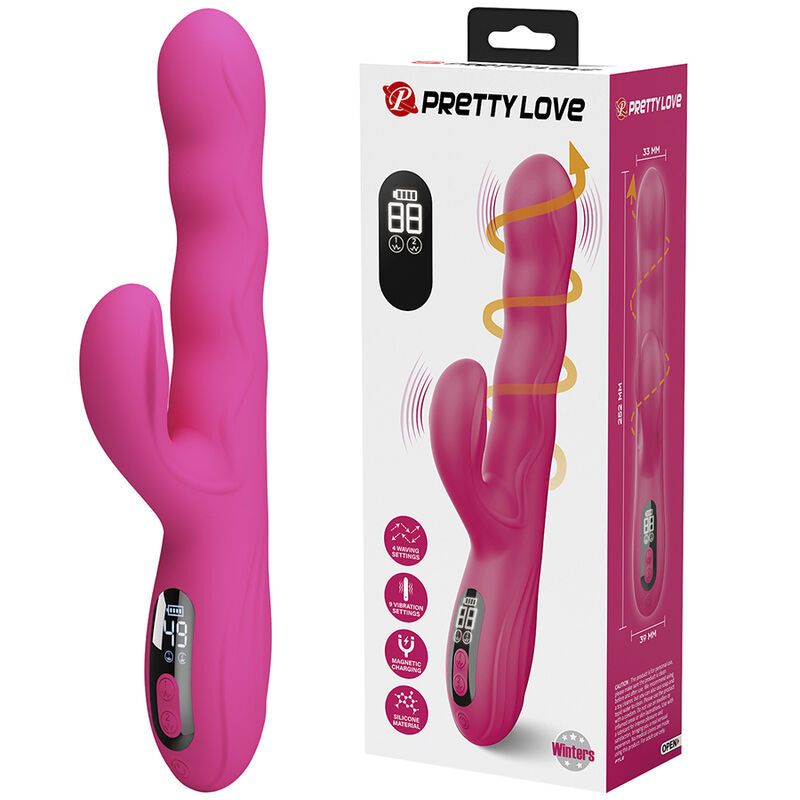 Pretty love - winters multifunction rabbit vibrator with led display pink