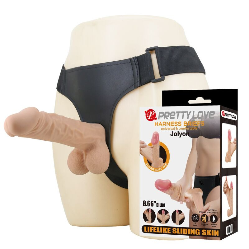 Pretty love - jolyon harness with flexible dildo 22 cm Ø 4.8 cm natural