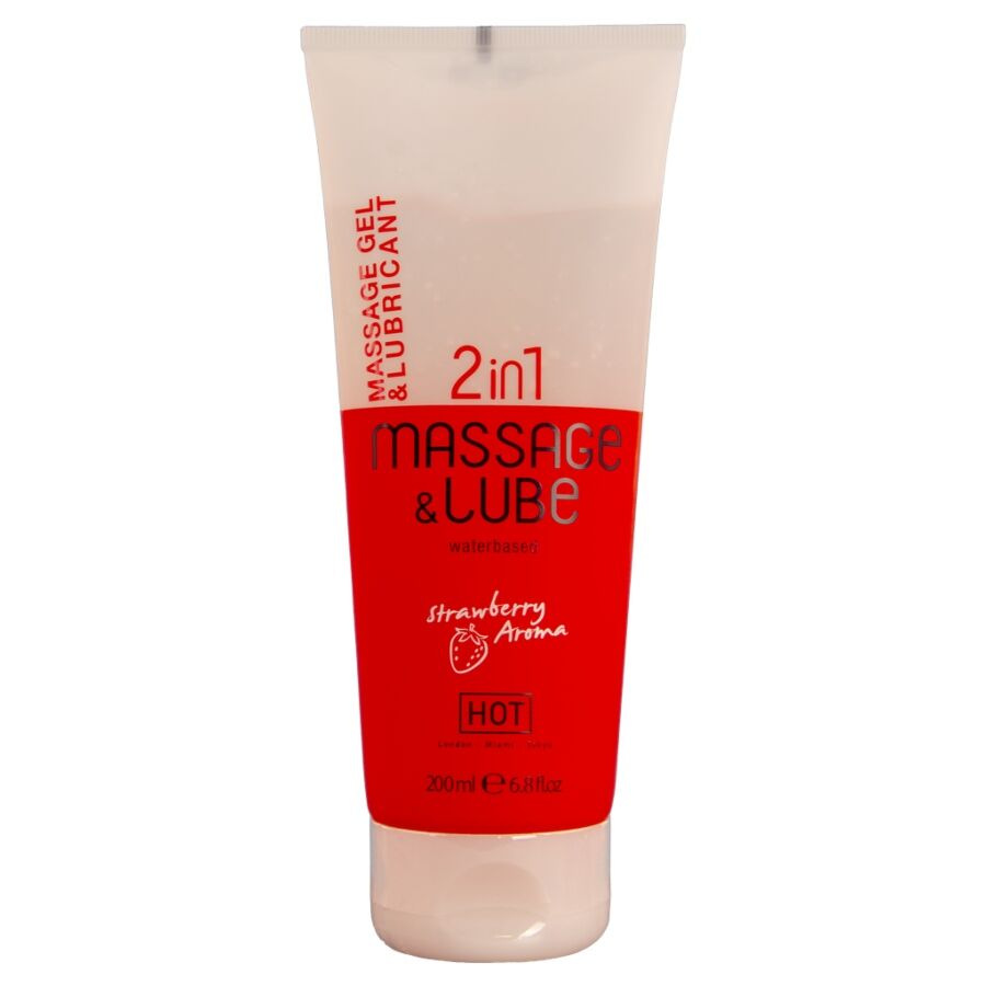 Hot - massage & glide gel 2in1 strawberry 200 ml