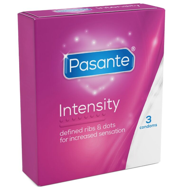 Pasante - Intensity kondómy s vrúbkami a bodkami 3 ks