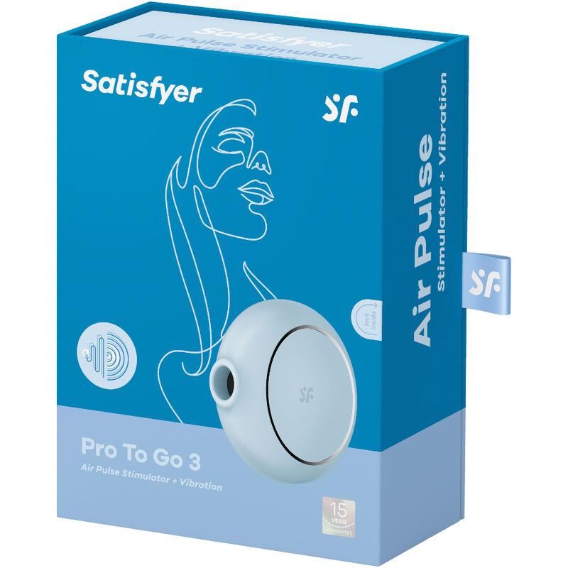 Satisfyer Pro To Go 3 Air Pulse Stimulator & Vibrator - Blue - Stimulátor Klitorisu 4
