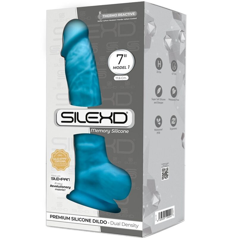 Silexd - Model 1 Realistic Penis Premium Silexpan Silicone Blue 17.5 cm 1