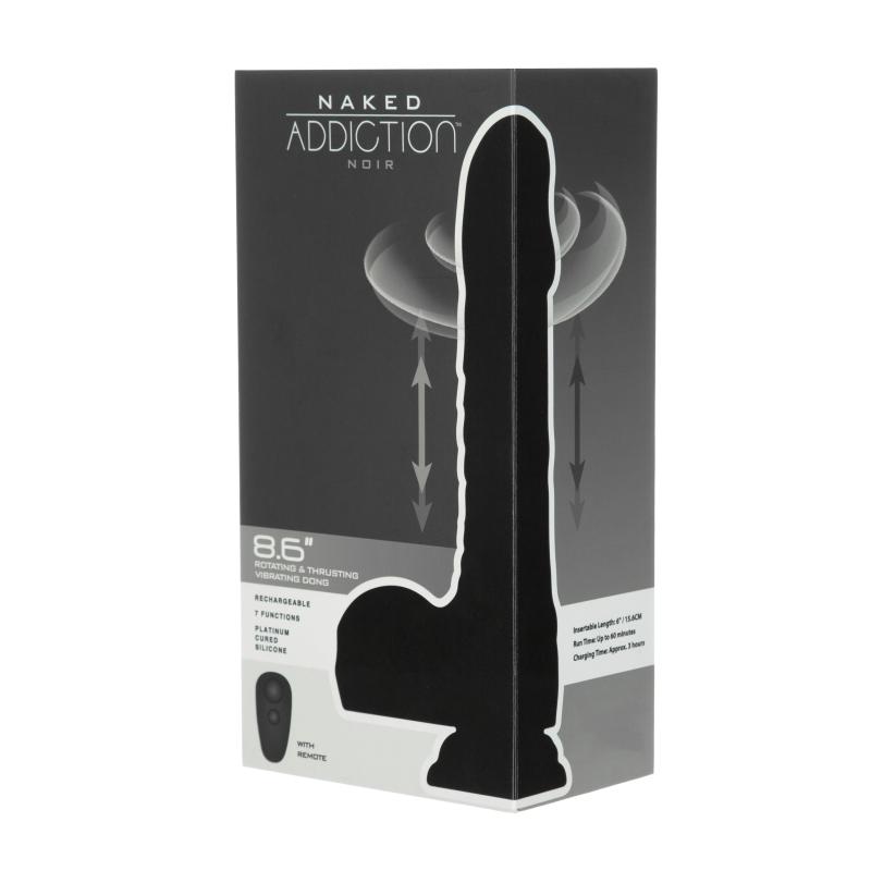 Naked Addiction - Rotating & Thrusting Vibrating Dildo With Remote Black