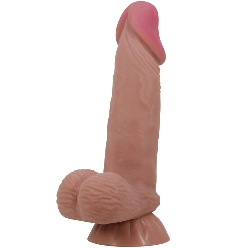 Pretty love - sliding skin series realistic dildo with sliding brown skin suction cup 19.4 cm 1