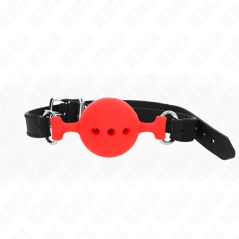 Kink - Full Silicone Gag 55 X 2 Cm With 4.5 Cm Ball Size M Red Adjustable 35-51 Cm