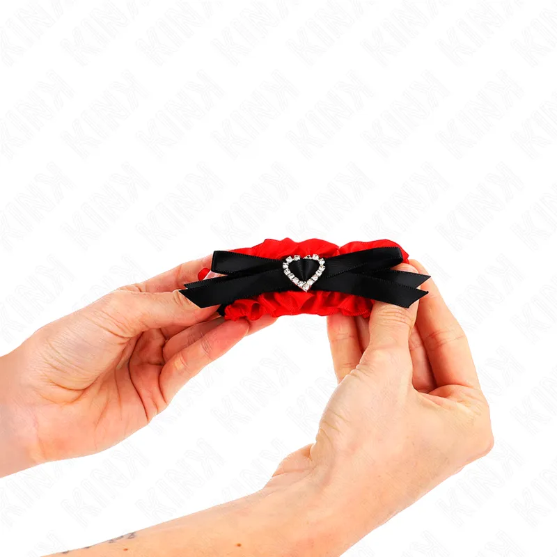 Kink - Lace Elastic Wrist Restraints Red Heart Details Adjustable 22-35 Cm 3