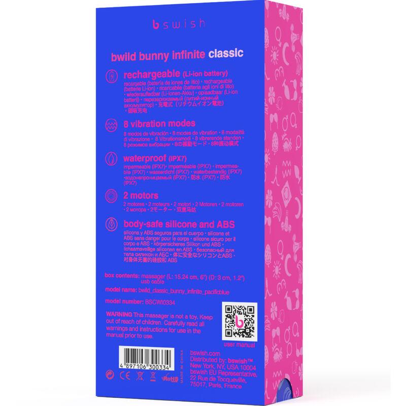 B Swish - Bwild Bunny Infinite Classic Silicone Rechargeable Vibrator Pacific Blue 4