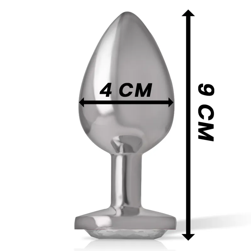 Intense - Metal Aluminum Anal Plug With Silver Glass Size L - Análny Kolík