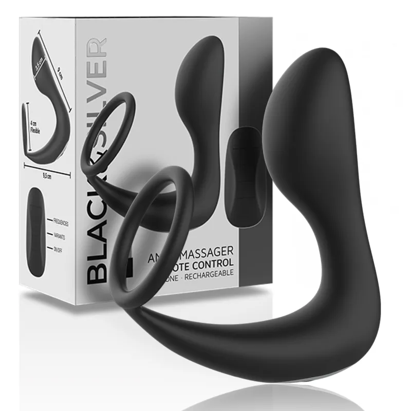 Black&Silver - Anal Massager Remote Control Silicone Rechargeable Black - Masér Prostaty