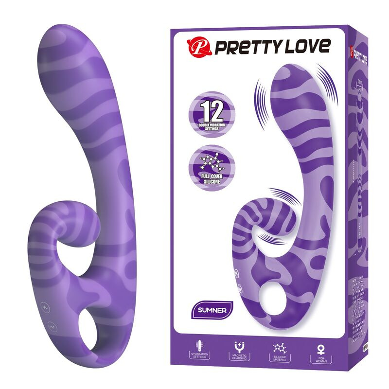 Pretty love - summer double-ended vibrator with handle 19 cm Ø 3.5 cm purple