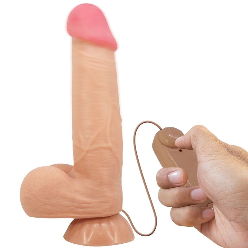 Pretty love - sliding skin series realistic dildo with sliding skin suction cup remote control flesh
