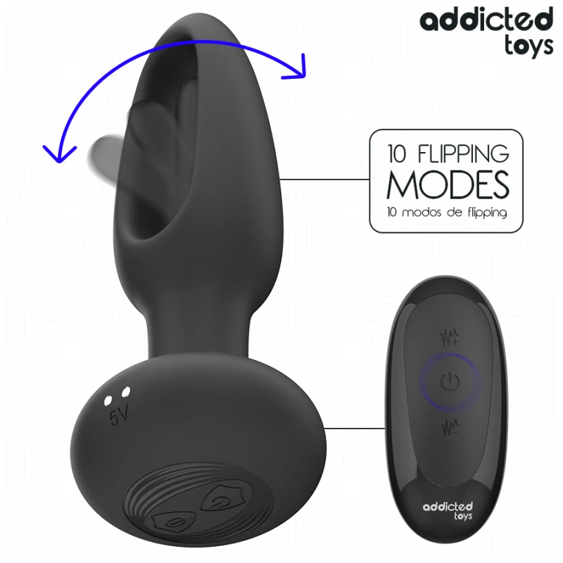 Addicted toys - anal plug with vibrating tongue and remote control 1