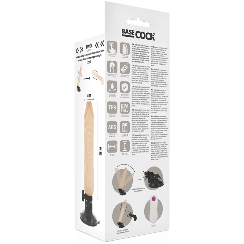 Basecock Realistic Vibrator Remote Control Flesh 20 Cm 4