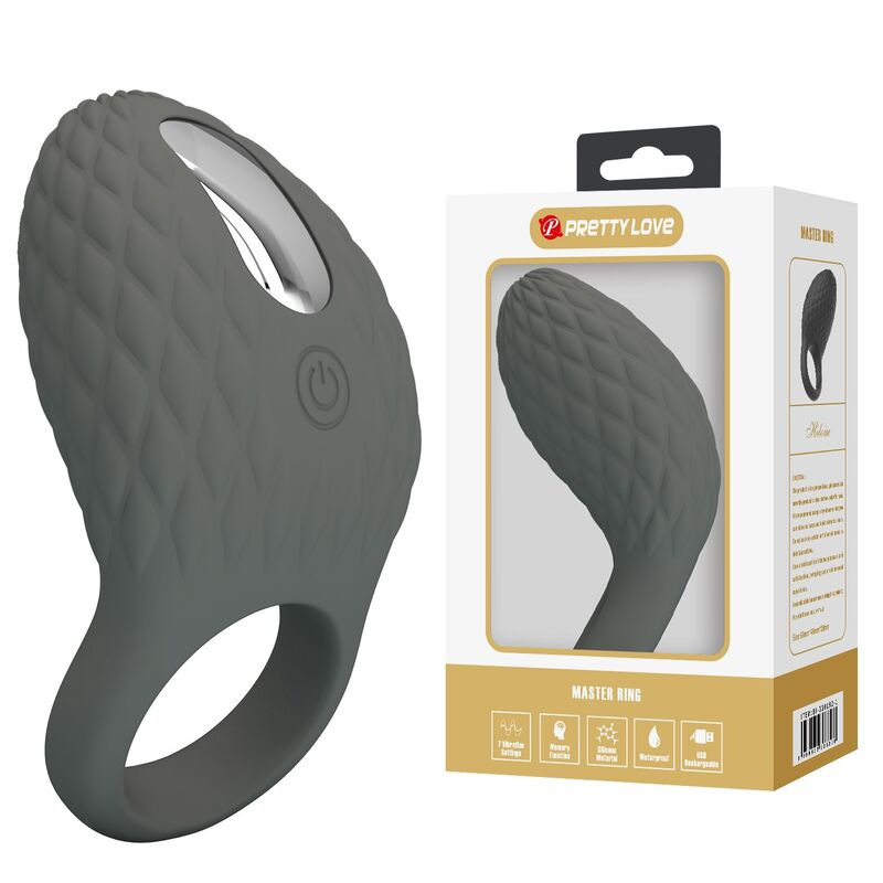 Pretty love - rechargeable textured vibrating ring with stimulator 2