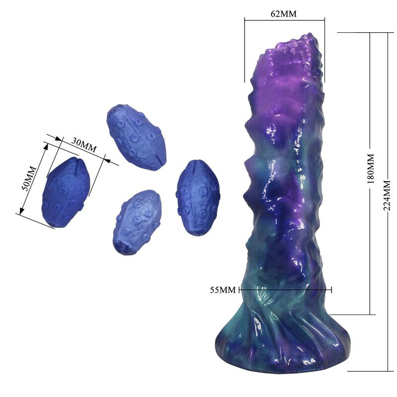 Power monsters - duskwalker sentinel tricolor inflatable fantasy silicone dildo 23 cm Ø 5 cm 6
