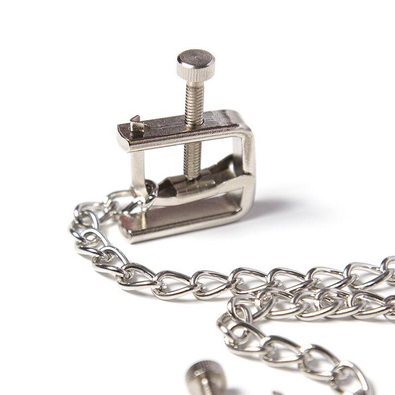 Ohmama Fetish Metallic Screw Nipple Clamps And Chain 2