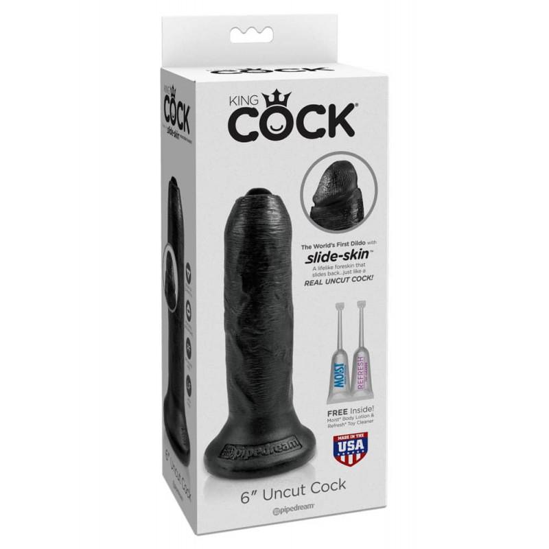 King Cock Realistic Dildo Uncut Black 15 Cm - Realistické Dildo