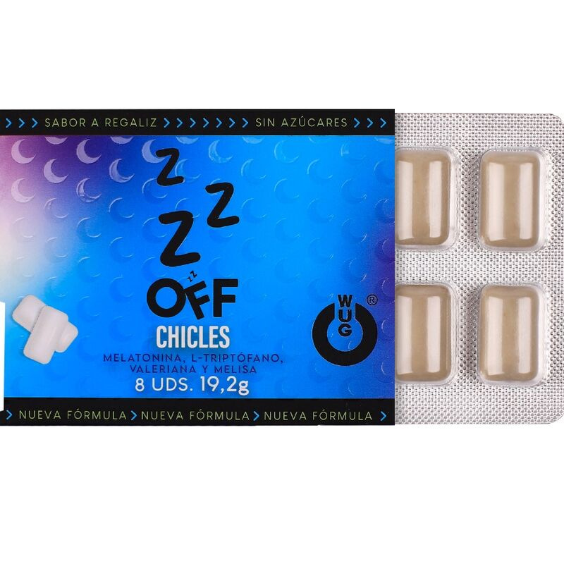 Wug off - functional melatonin & valerian liquorice flavour gum blister 8 pcs 1