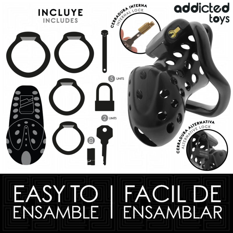 Addicted toys locked - chained hollow penis cage 10.5 cm 3