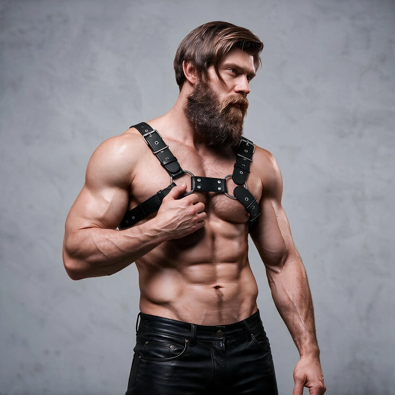 Fetish submissive attitude - mens adjustable eco-leather chest bulldog harness 2