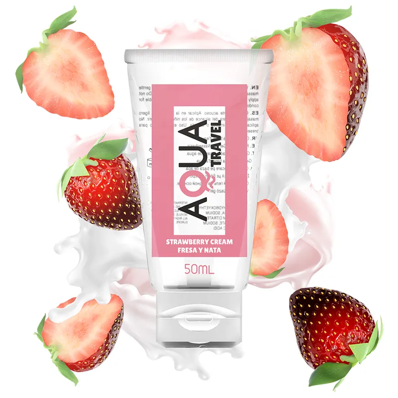 Aqua Travel Strawberry Cream Flavour Waterbased Lubricant -