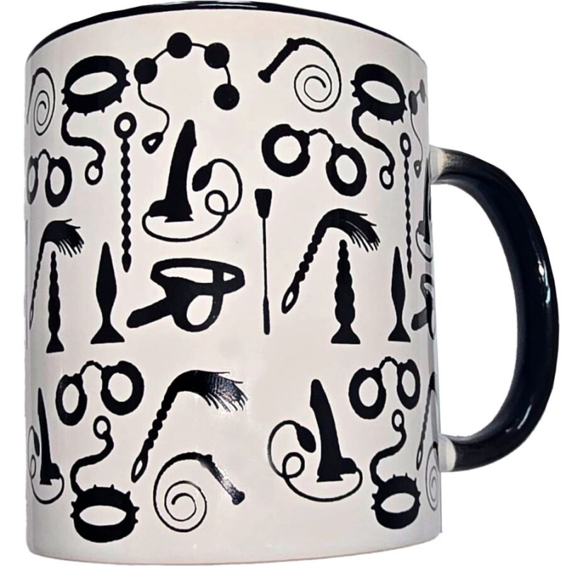 Diablo picante - white bondage mug with black handle 370 ml