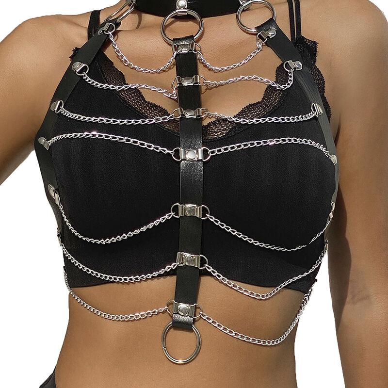 Subblime - Chest Harness Leather Chains Black One Size 1