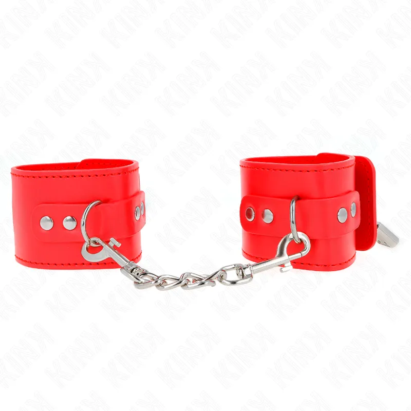 Kink - Wrist Restraints With Padlock Closure Red Adjustable 16-23 Cm X 5.5 Cm