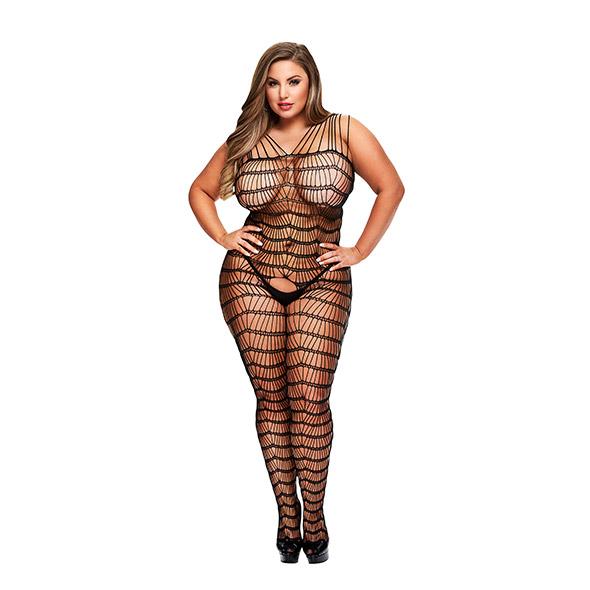 Baci - Criss Cross Crotchless Bodystocking Queen Size