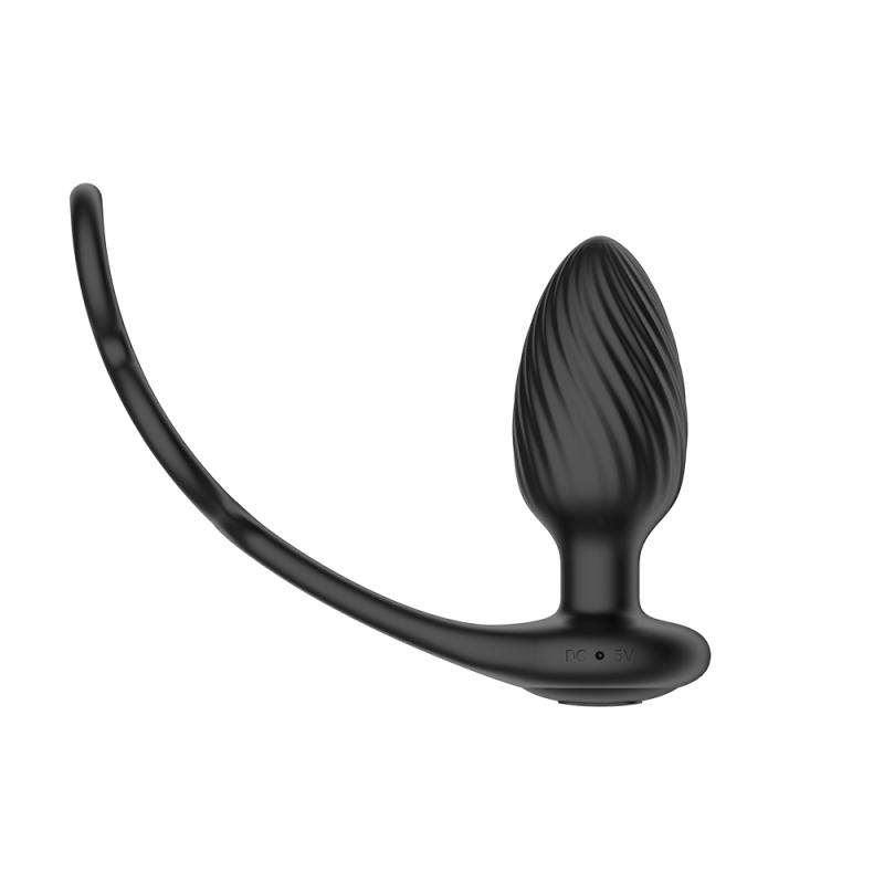 Nexus - TORNADO Rotating Plug with Cock & Ball Rings - Black